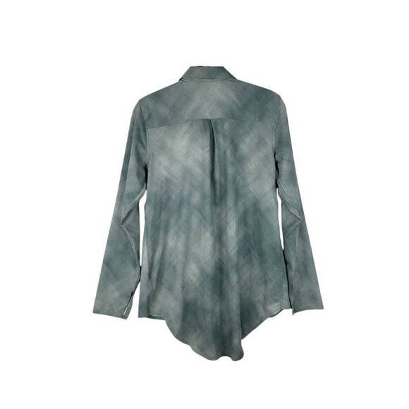 Athleta Urbanite Printed Top Green Button Up Long Sleeve Lightweight Size XS - Picture 4 of 8
